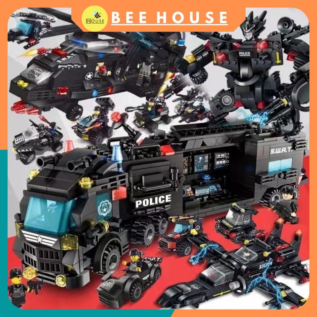 Bộ đồ chơi xếp hình lắp ráp cảnh sát đặc nhiệm swat tàu chiến hạm xe tăng chiến đấu đa dạng
