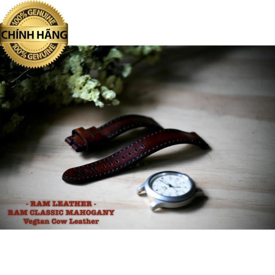 DÂY ĐỒNG HỒ DA BÒ Ý MÀU GỖ MAHOGANY - RAM CLASSIC 1975 .