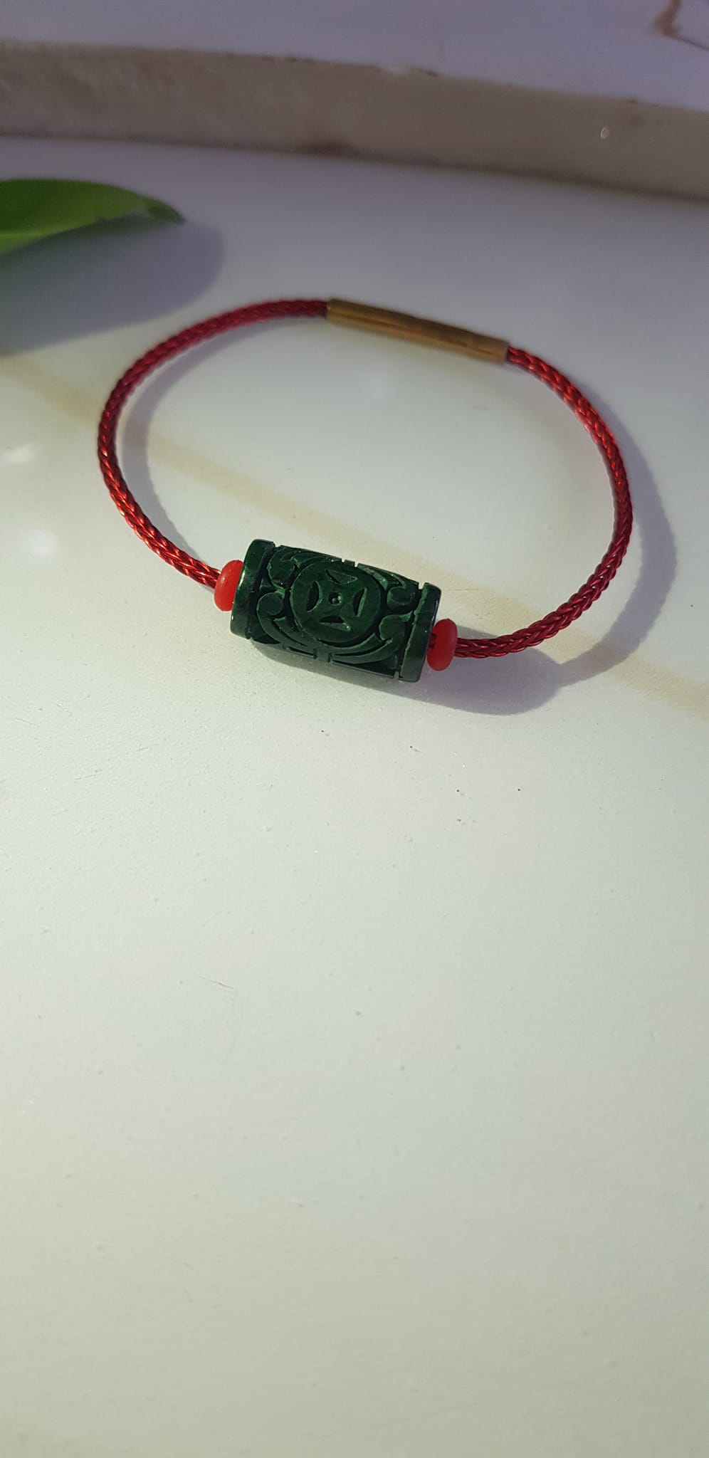 Vòng tay charm Lu Thống Đồng Tiền Đẹp Đá Cẩm Thạch tự nhiên Xanh Đậm đẹp Dây Đỏ có khoen Hợp Nữ mệnh Thủy Mộc Hỏa ạ
