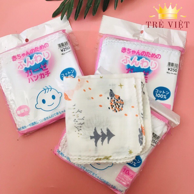 Combo 10 khăn xô cho bé, khăn sữa sơ sinh xuất nhật, chất liệu vải cotton 100% rất mềm mại, an toàn cho làn da của bé.