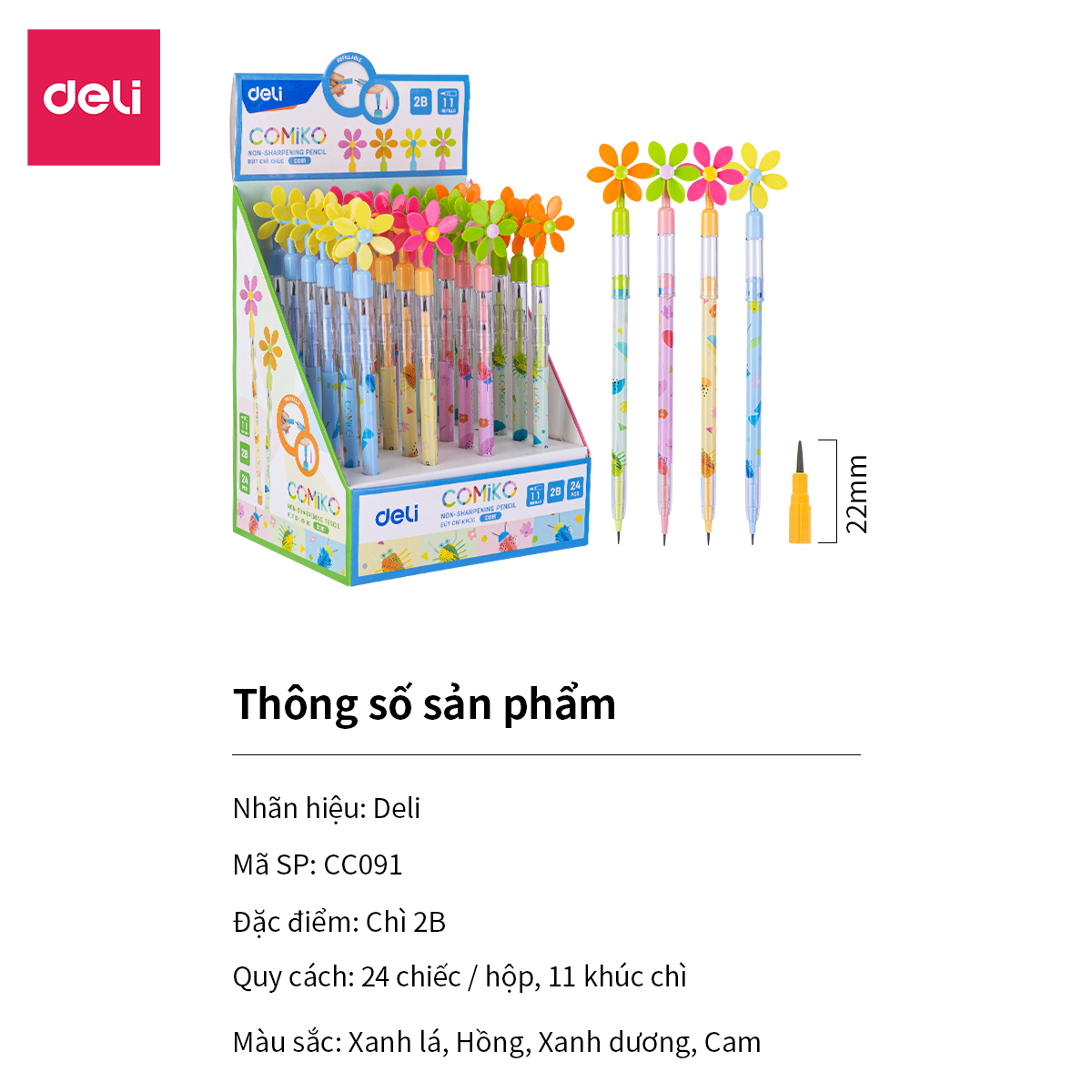 Bút chì khúc 2B Deli – kèm quạt – 1 chiếc - CC091