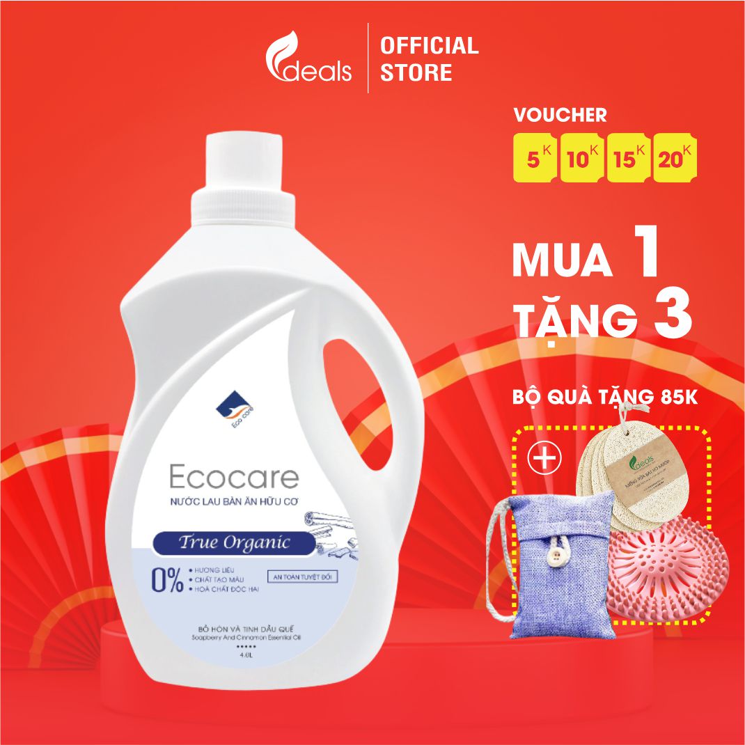 Xịt Lau Bàn Ăn từ Bồ Hòn Hữu Cơ ECOCARE - Chai 4000ml - Diệt khẩn, khử mùi, hiệu quả mọi bề mặt