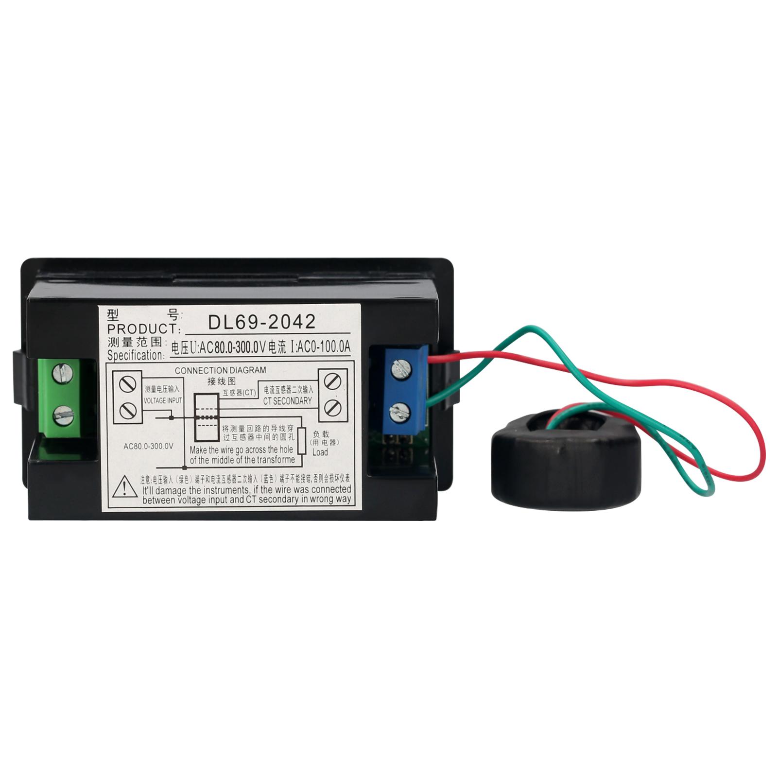 AC 80-300V 100A Digital Voltmeter Ammeter Amperage Tester Gauge Green Red LED Amp Dual Display AC Panel Current Meter
