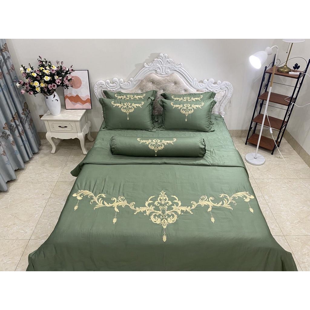 BỘ CHĂN GA LỤA THÊU 7 MÓN CAO CẤP