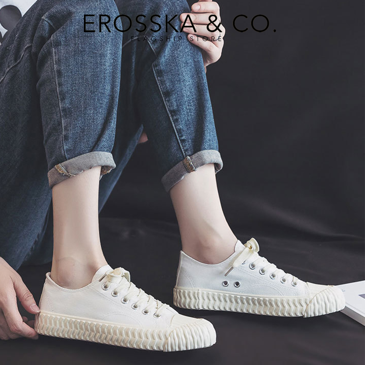 Erosska - Giày sneaker nữ đế bánh mì đi học kiểu dáng basic dễ phối - GS011