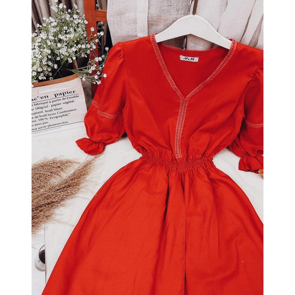 Đầm váy maxi đỏ lụa thái mềm xẻ tà cánh tiên cổ V tay dài bo đi biển dự tiệc dạo phố bigsize gợi cảm sexy