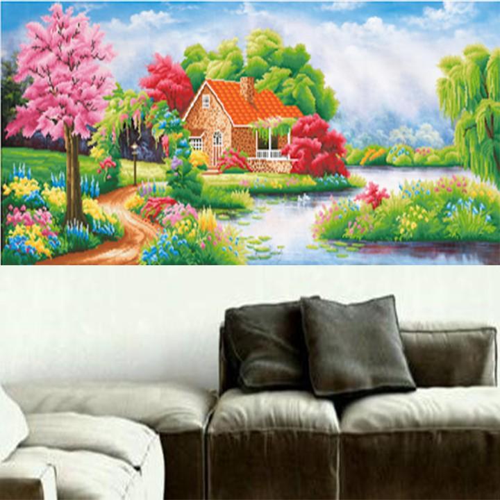 Tranh thêu ngôi nhà hạnh phúc X8123 - kích thước: 125 * 55cm.