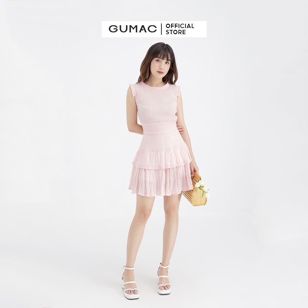 Áo crop-top dáng ôm phối bèo GUMAC AB641