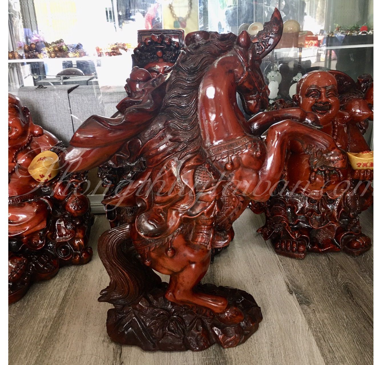Tượng Quan Công Cưỡi Ngựa cao 52cm- trấn sát,chiêu tài