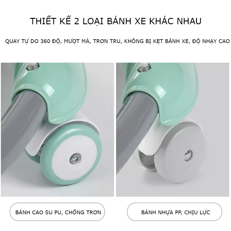 Xe tập đi cho bé - Xe tập đi khung kim loại có bàn ăn dặm, tay đẩy chắc chắn, kèm đồ chơi và nhạc cho bé - XTD616