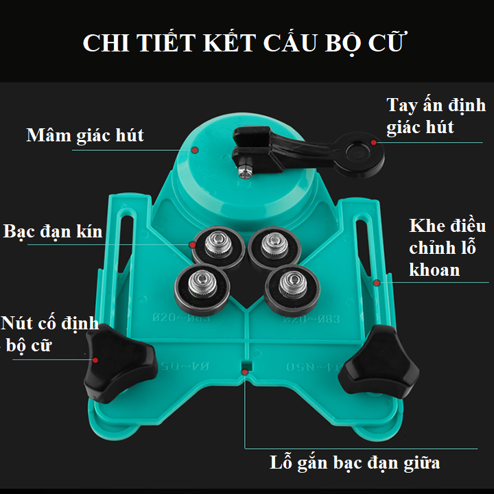 Bộ cữ định vị lỗ khoan trên gạch men, kính