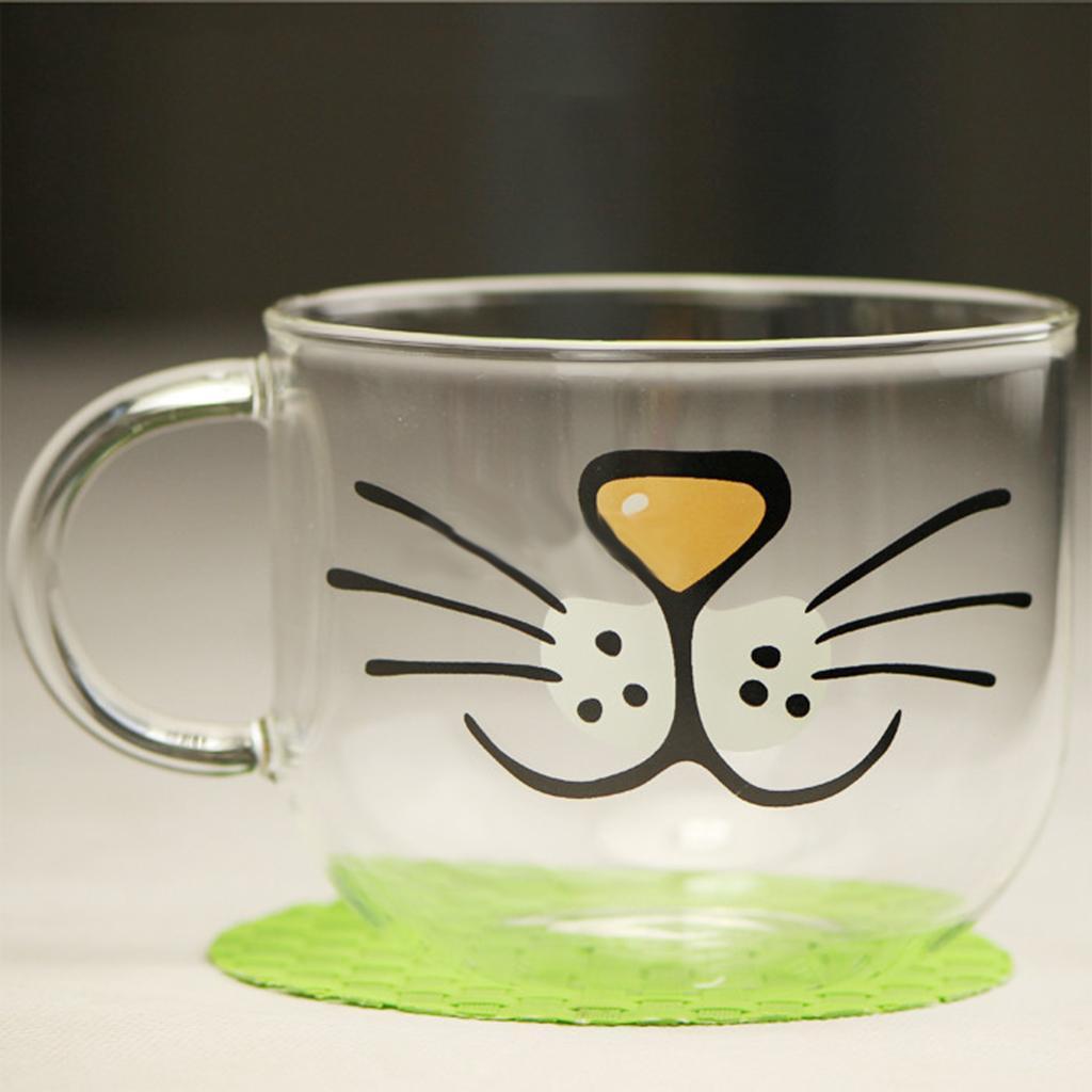 Cute Cat Kitten Face juice Water Milk Coffee Cup Glass Beverage Drink Mug