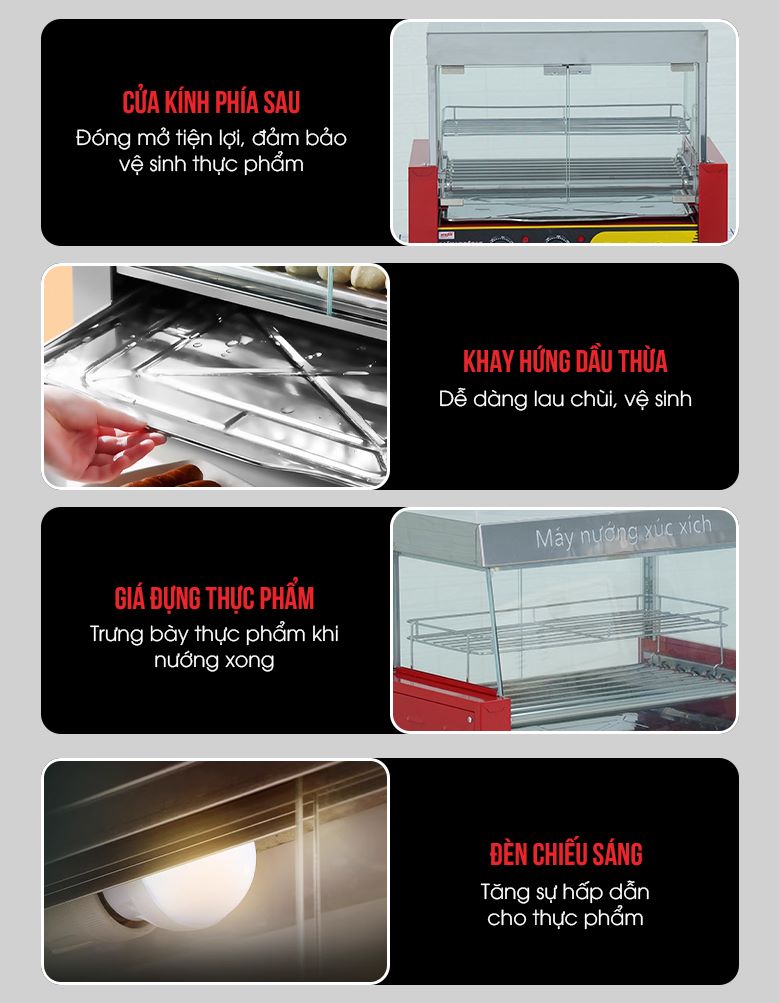 Máy nướng xúc xích 9 thanh CY-9 (kính vuông) NEWSUN - Hàng chính hãng