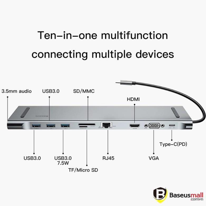 Bộ Hub chuyển đa năng 11 in 1 Baseus Enjoyment Type C (Hàng chính hãng