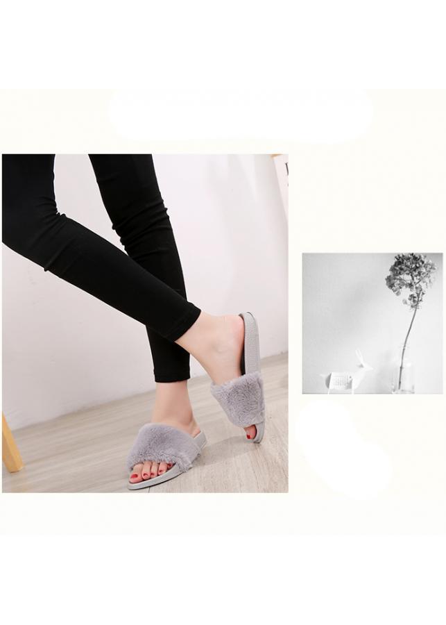 Dép Lông Nữ Mềm Mịn Trẻ Trung Cao Cấp 3Fashion - MSP 3066 - Xám