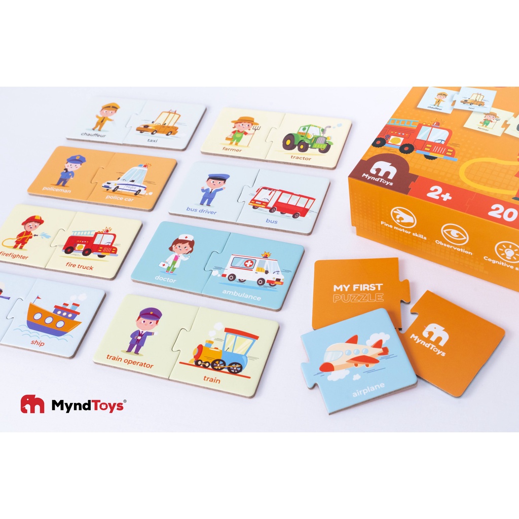 Đồ Chơi Xếp Hình MyndToys My First Puzzle - Jobs & Transportation (Chủ Đề Nghề Nghiệp) Cho Bé Trên 2 Tuổi