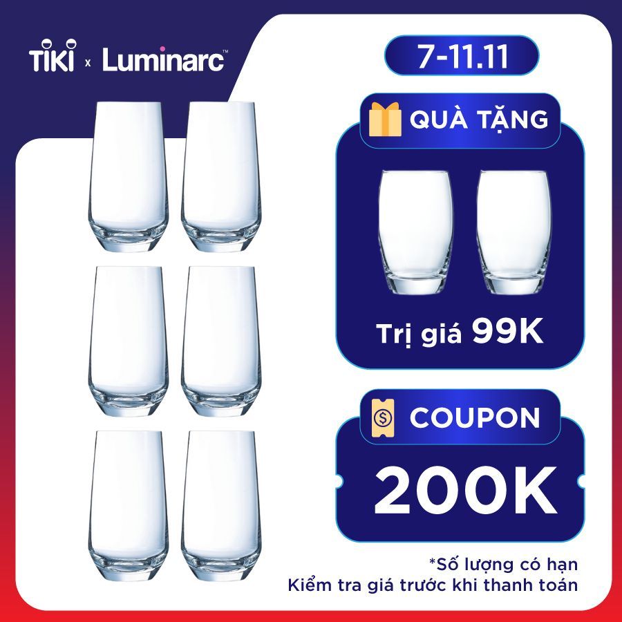 Bộ 6 Ly Cao Thủy Tinh Luminarc Val Surloire 320ml - LUVAQ1009