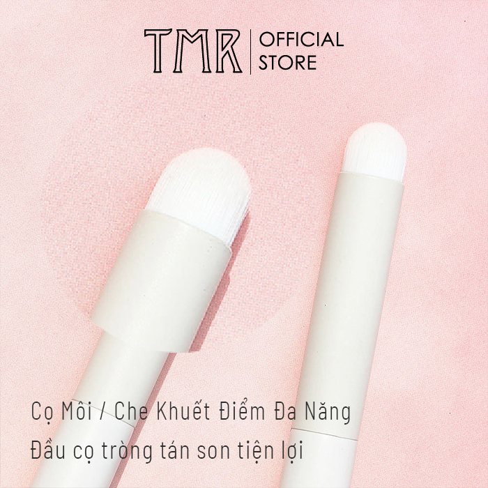 Cọ đầu tròn trang điểm TMR Cọ môi thích hợp đánh son tán mịn màu và che khuyết điểm Cọ môi màu trắng