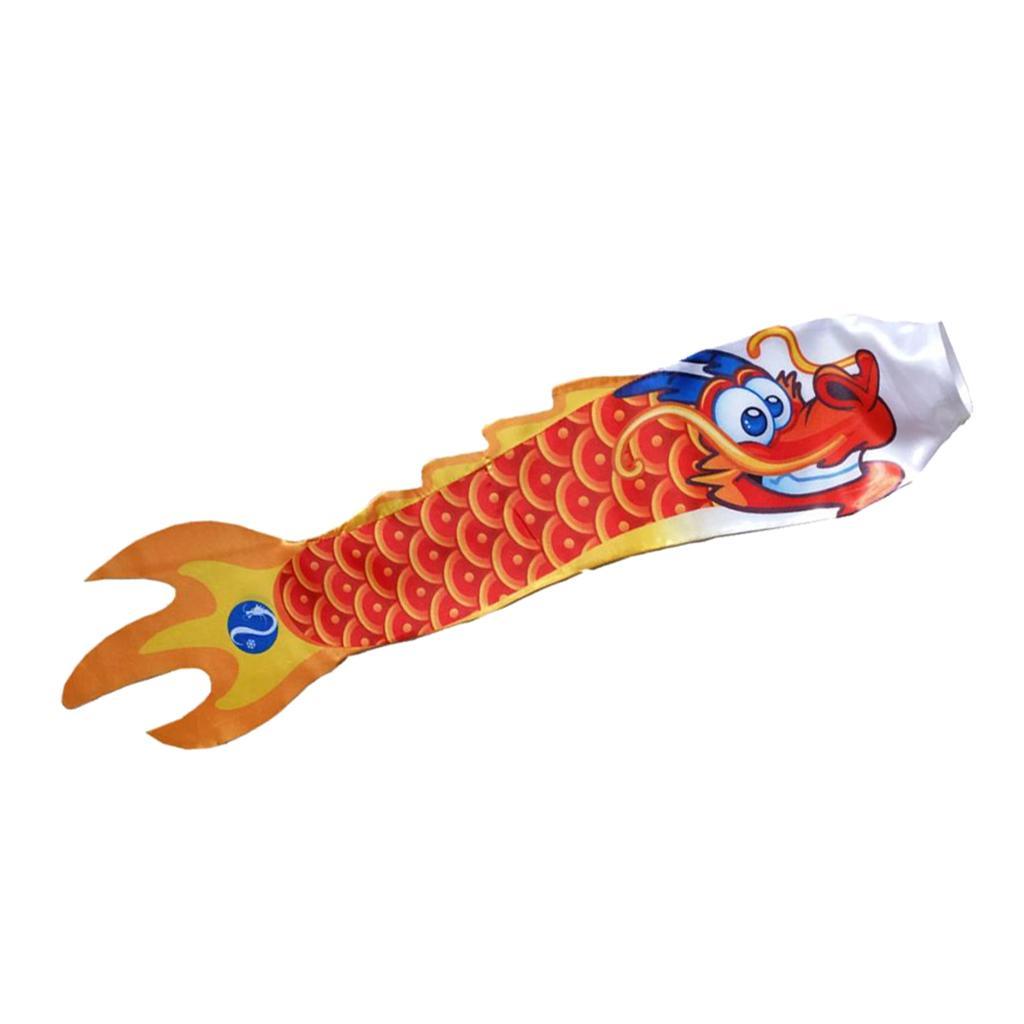 3X Creative Dragon Flag Outdoor Windsock Carp Streamer Hanging Decor Red