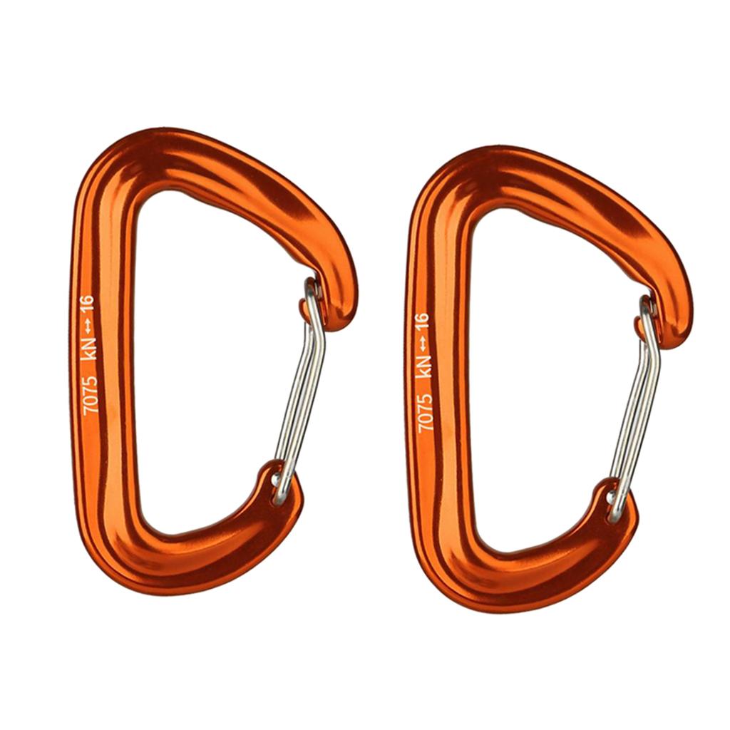 2 Pcs 16KN Mini Aluminum Alloy Carabiner D-Ring Key Chain Clip Hooks Black