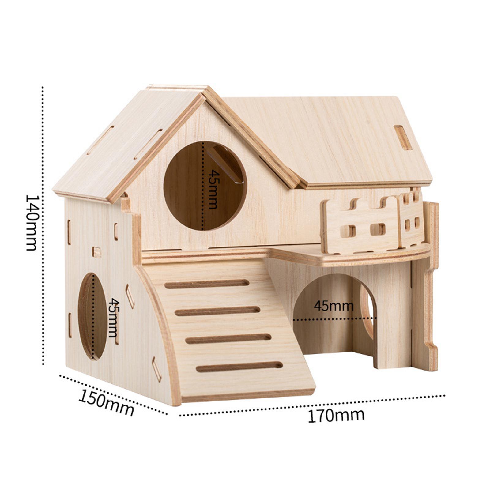 Wooden Hamster House Solid Wood Cage Accessories for Chinchilla Mice Hamster
