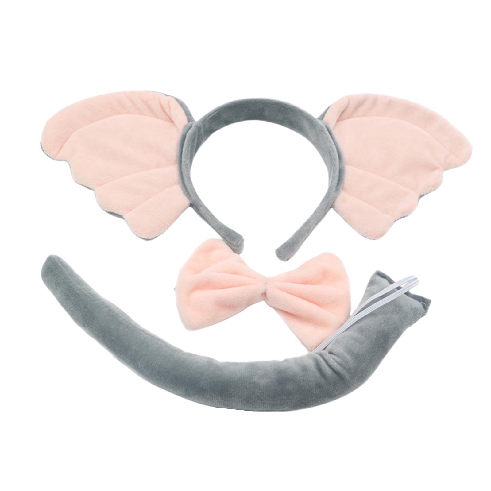 Elephant Costume Ears Headband Bowtie Tail for Stage Shows Carnival Dress up