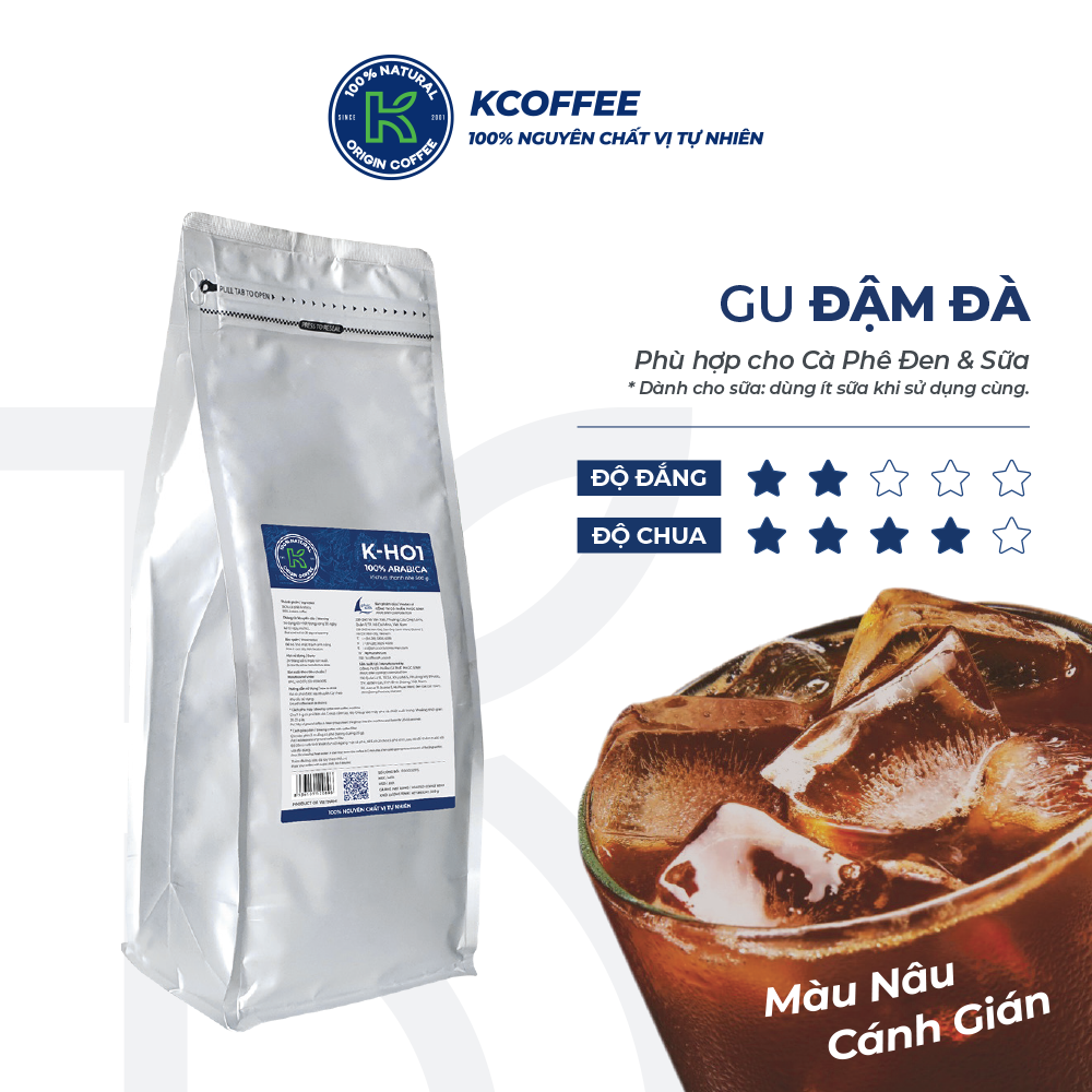 Combo 2 Túi Cà Phê Rang Xay Xuất Khẩu K-HO1 Thương Hiệu K Coffee 100% Arabica