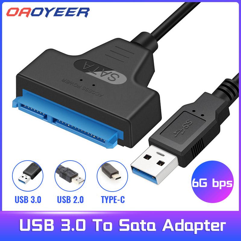 Oaoyeer USB SATA 3 Cáp SATA đến bộ chuyển đổi USB 3.0 lên đến 6 Gbps Hỗ trợ ổ cứng SSD ngoài SSD 22 PIN SATA III A25 2.5