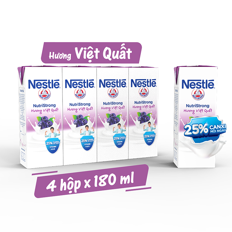 Thùng 48 Hộp Sữa Nestlé Gấu Hương Việt Quất 12(4x180ml)