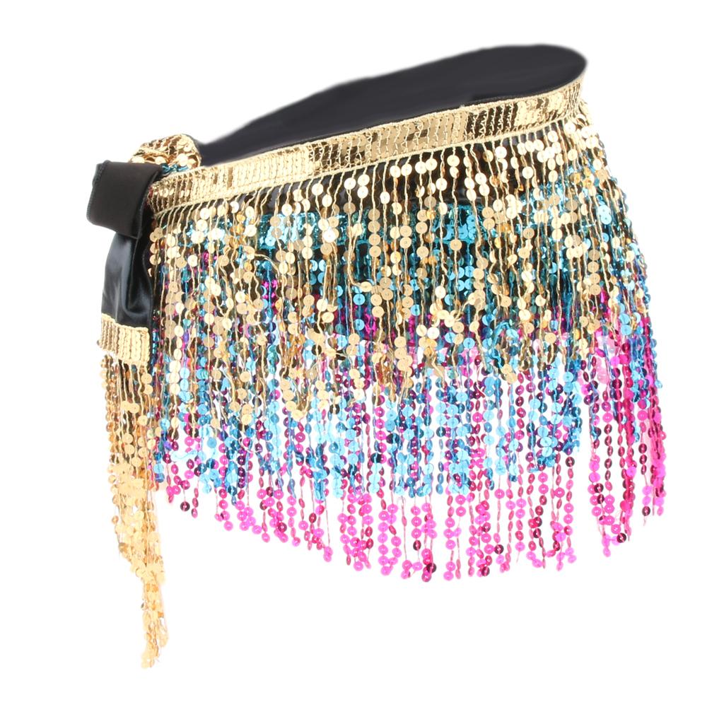 Sequins Indian Belly Dance Hip Skirt Waist Belt Hip Scarf Wrap Dancewear