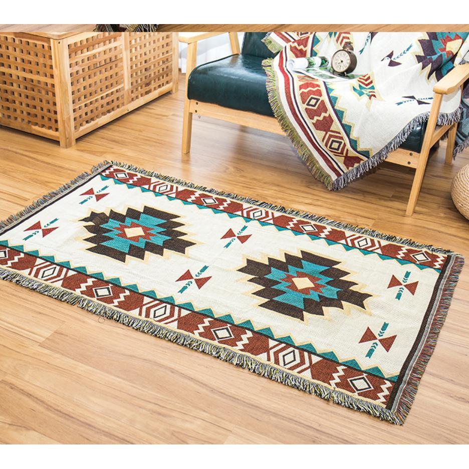 Khăn phủ Vintage Vải Cotton Cao Cấp Nhập Khẩu Sử dụng 2 mặt 130x180