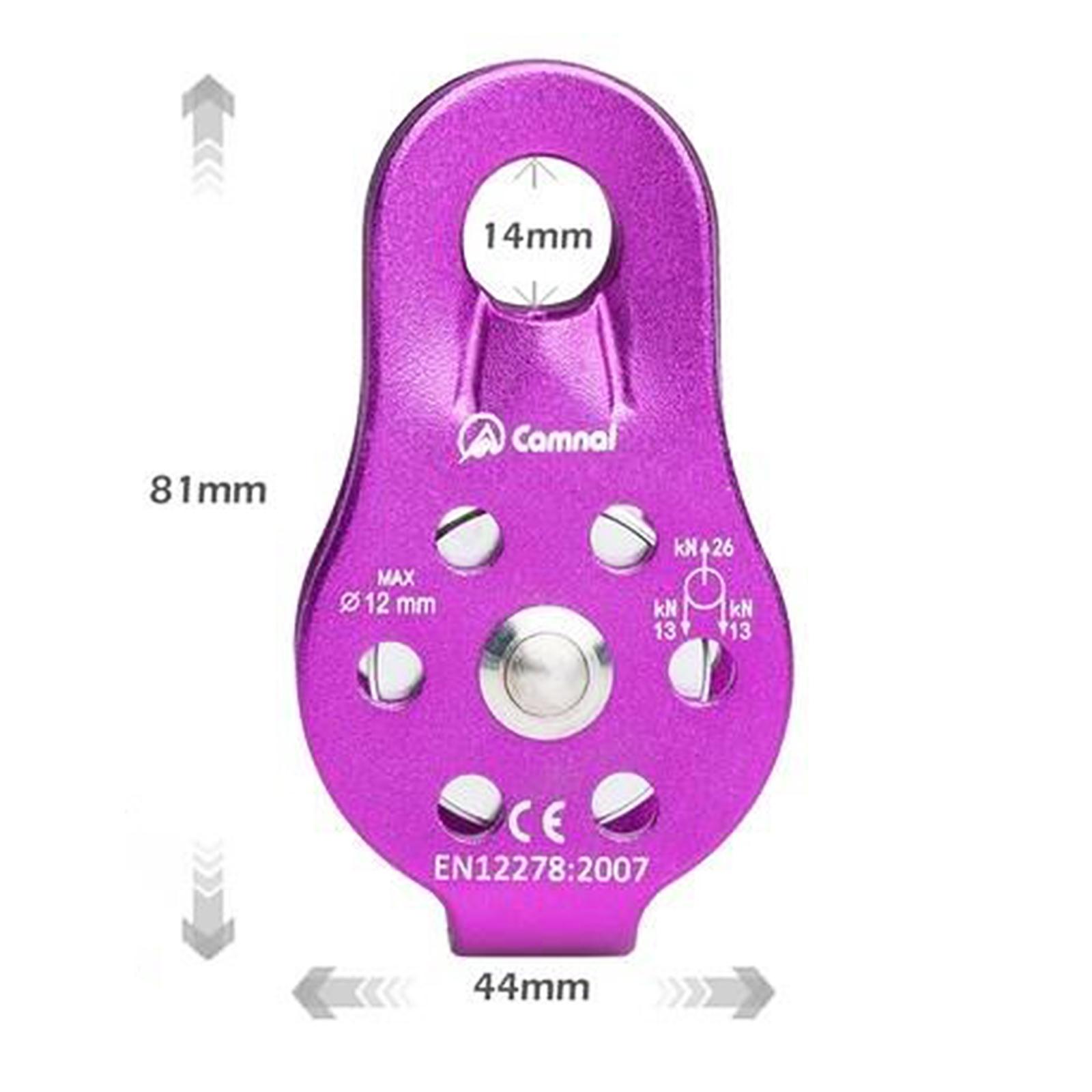 2xOutdoor Caving Lifting Rock Climbing Fixed Rope Pulley Equipment 26KN Purple