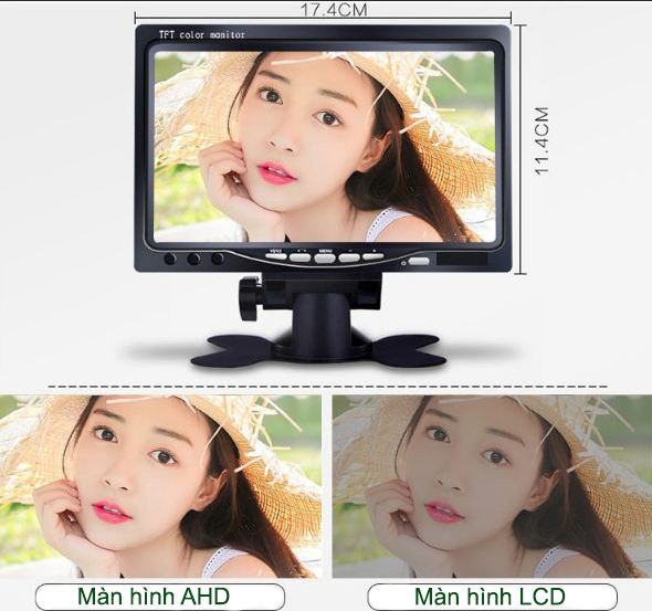 Bộ camera lùi, camera lề xe tải và màn hình AHD 7inch siêu nét cả ngày và đêm