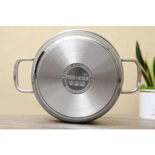Nồi inox bếp từ Fivestar nắp kính , dùng được mọi bếp , tặng 1 vá canh