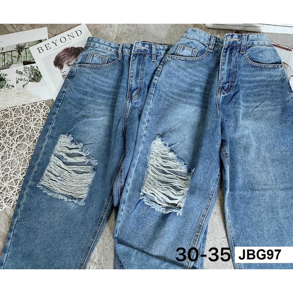 Quần jean baggy rách gối size lớn VNXK JBG97