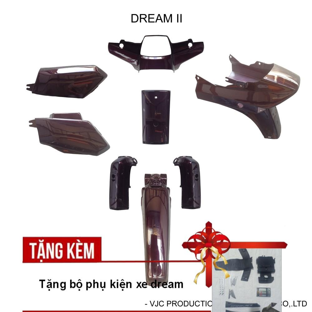 Dàn áo dành cho xe DREAM II màu Tím Nho, chất liệu nhựa ABS nguyên sinh -  Tặng Full phụ kiện