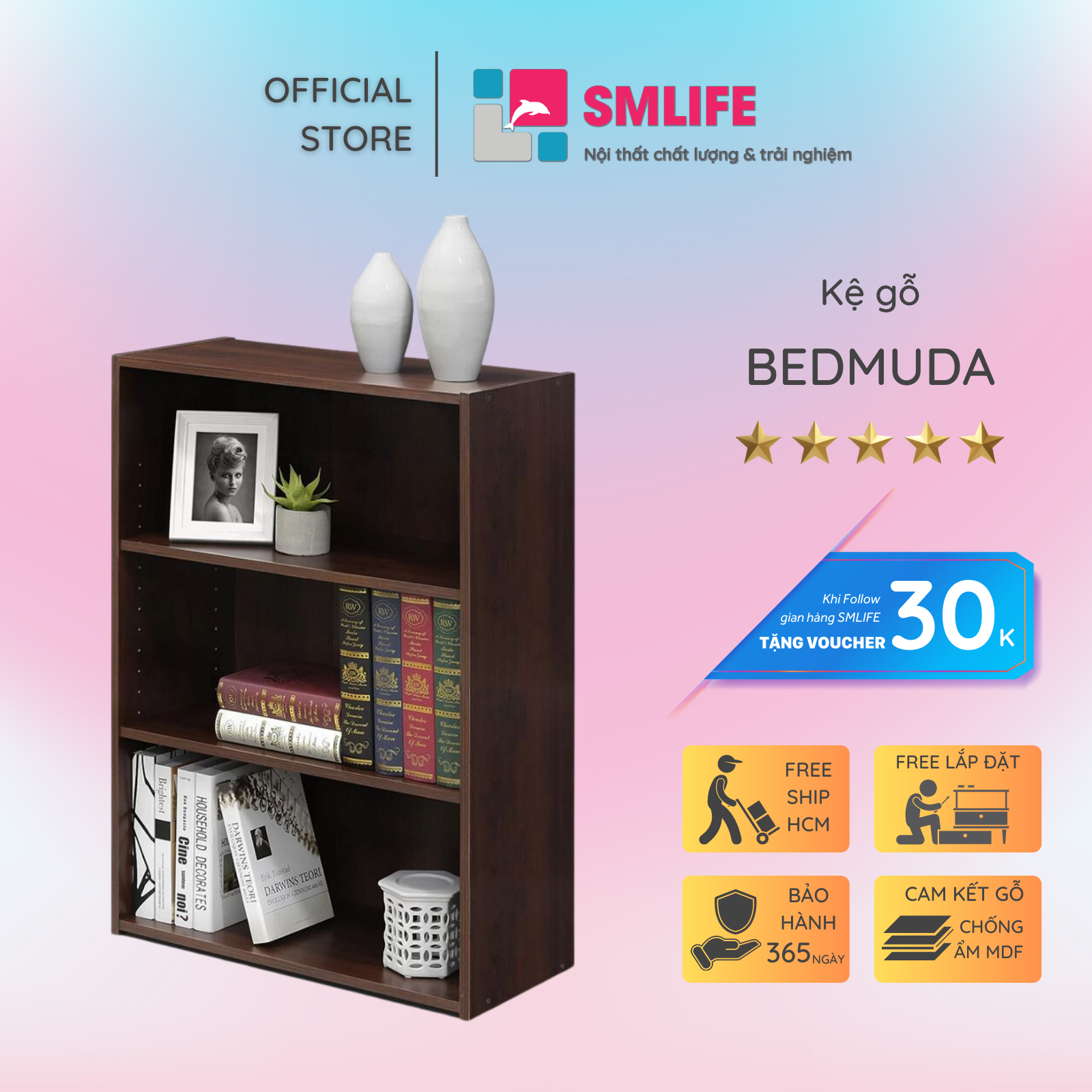 Kệ giá đỡ sách thiết kế đơn giản SMLIFE Bedmuda