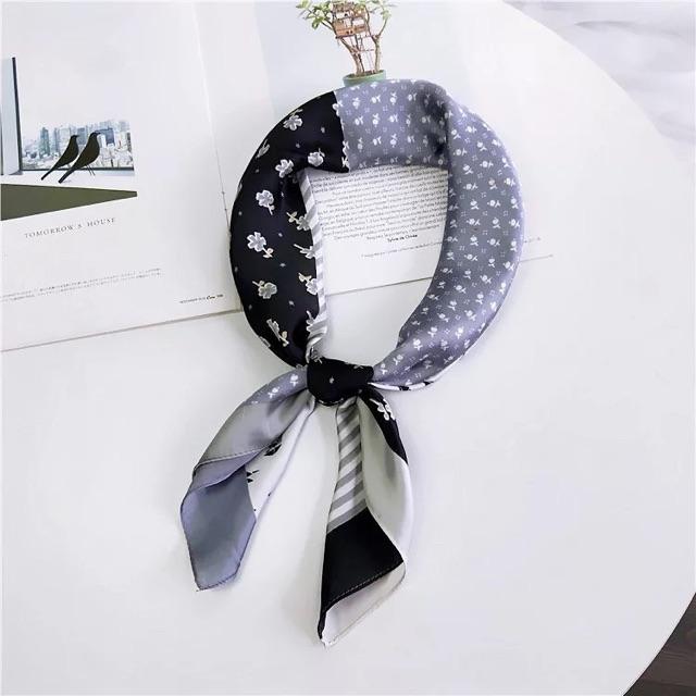 Khăn turban lụa vuông cao cấp choàng cổ size 70x70cm thanh lịch đa năng dùng làm áo yếm in hoa