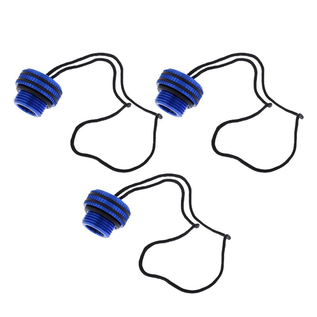 3x Durable Tank Protective Valve Caps with Retainer Cord for Scuba Diving, Kayak, Inflatable Boat