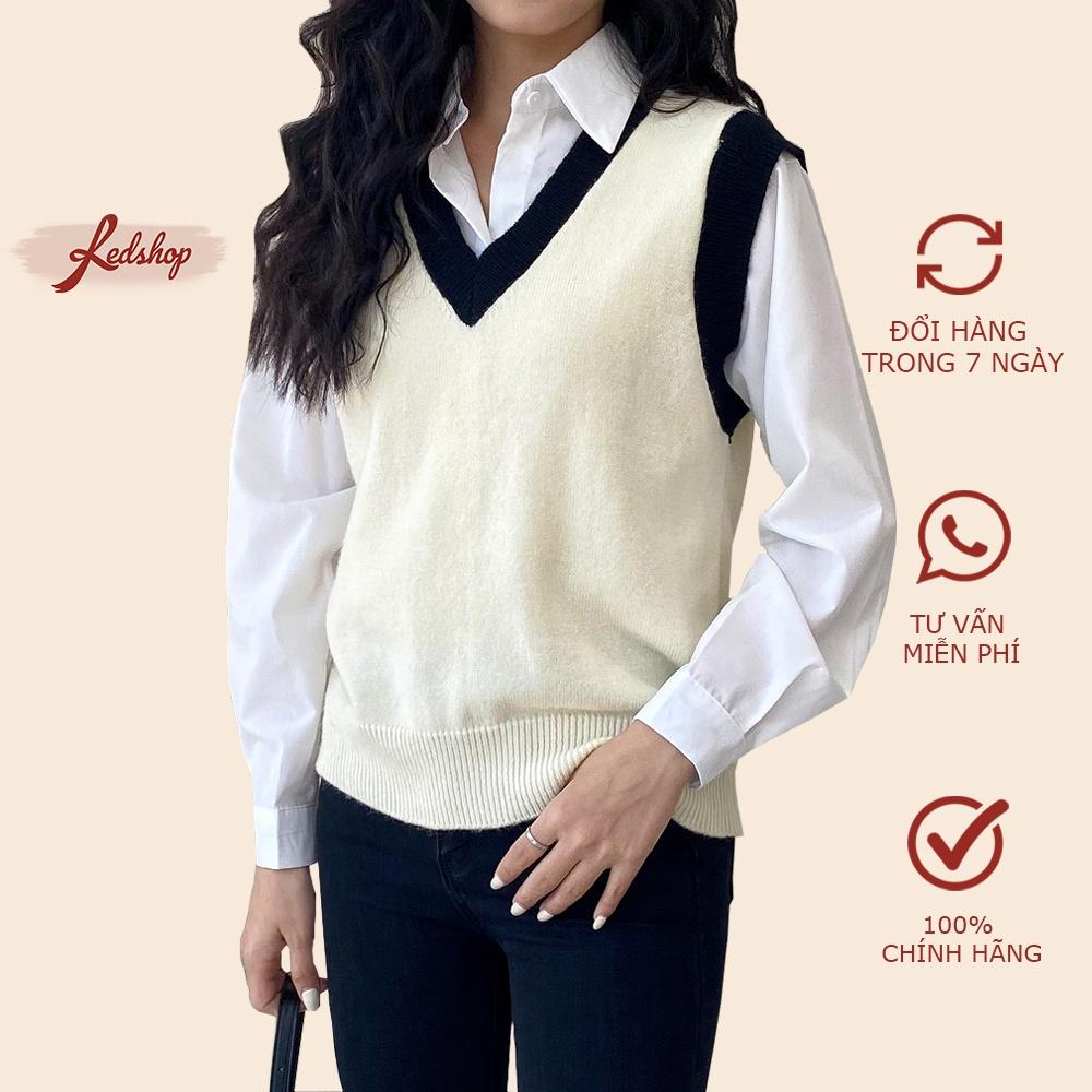 Áo len gile cổ V viền đen phong cách Hàn Quốc Red Shop 29945