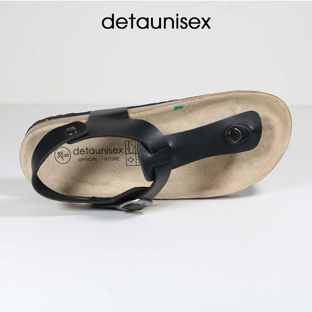 Giày Sandal Quai Hậu Đế Trấu Kẹp Ngón Nam Nữ Detaunisex Màu ĐEN - SATA11D