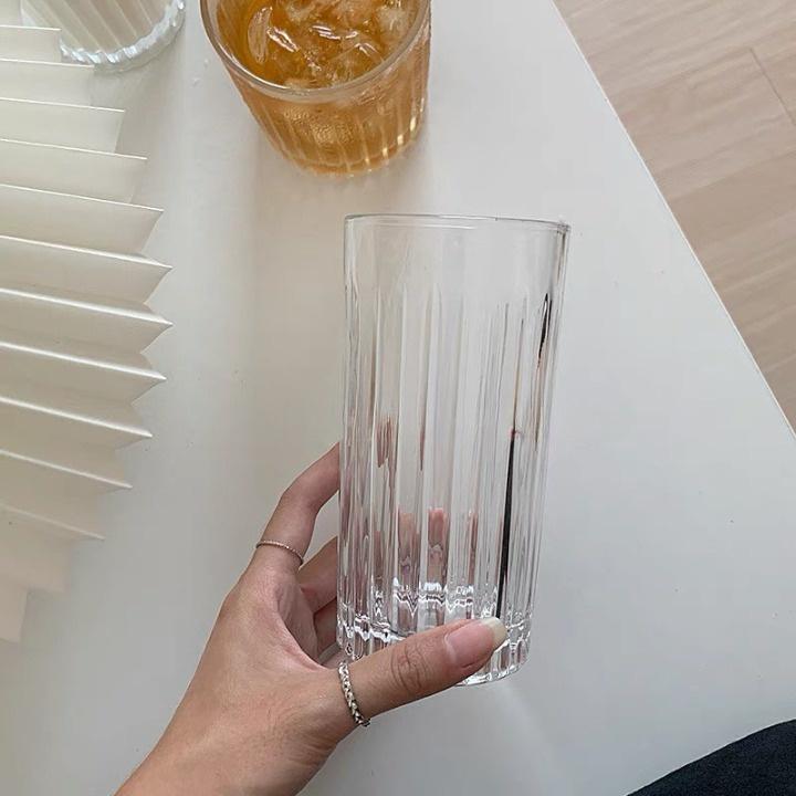 Cốc thủy tinh sọc dọc khía cạnh - Dùng cho quán cà phê, decor, đựng đồ uống đẹp