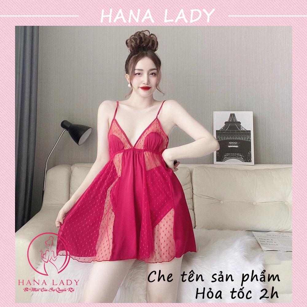 Váy ngủ sexy, đầm ngủ lụa phối ren chấm bi cao cấp còn quần quyến rũ gợi cảm VN466