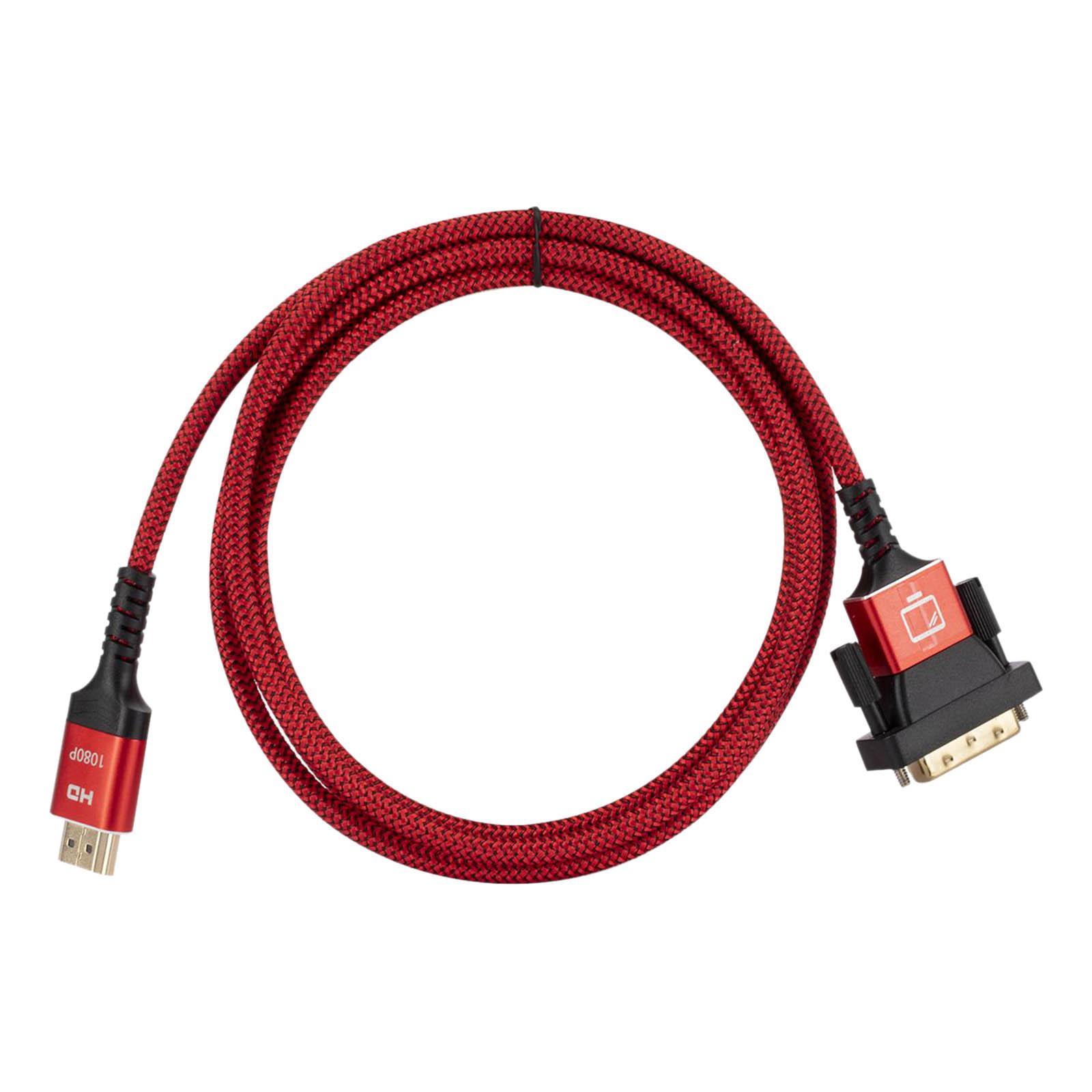 HDMI to DVI Cable Nylon Braid Converter Adapter for Monitor PC Display Laptop Desktop