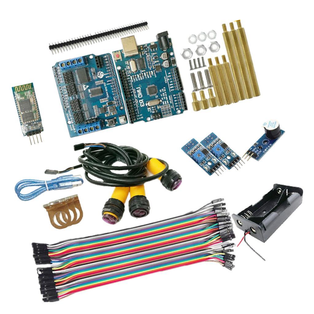 WiFi Control Kit UNO R3 Plate Motor Shield For Obstacle Avoidance Track Uno R3 Starter Kit with All Sensors & Plastic Box for Robotics & Electronics
