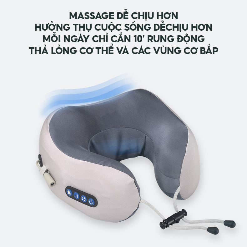 Gối Massage Chữ U Bo Quanh Cổ Có Nhiều Chế Độ Mát Xa Có Thể Toả Nhiệt Xoa Dịu Cơn Mỏi Gáy