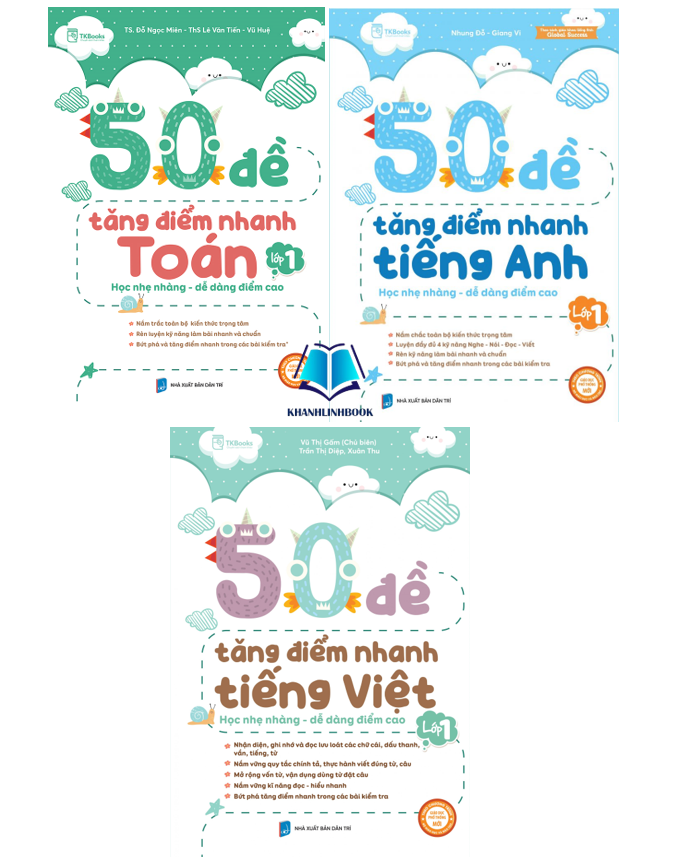 Hình ảnh Sách - Combo 50 đề tăng điểm nhanh Toán + Tiếng Việt + Tiếng Anh lớp 1 (MC)