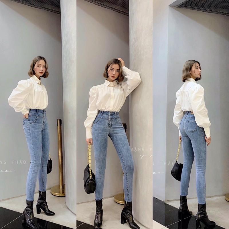 QUẦN BÒ ÔM LƯNG CAO CHẤT MỀM GIÃN 1 nút - ảnh thật shop chụp