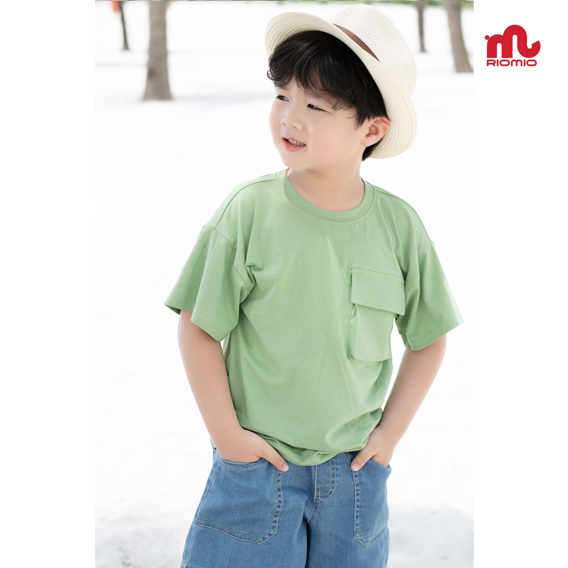 Áo thun bé trai T-shirt 3-11 tuổi (15-40kg) RIOMIO túi hộp cotton 4 chiều thoáng mát phong cách Hàn Quốc - RA202