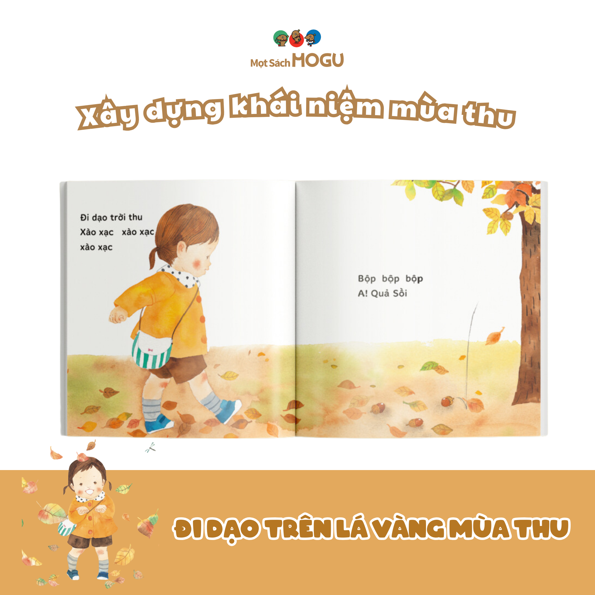 Sách cho bé 1-3 tuổi - Đi dạo trên lá vàng mùa thu (Truyện tranh Ehon Nhật Bản)